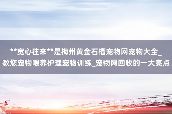 **宽心往来**是梅州黄金石榴宠物网宠物大全_教您宠物喂养护理宠物训练_宠物网回收的一大亮点